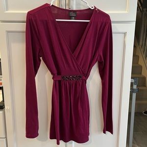 Long Sleeve Maternity Maroon Wrap Top